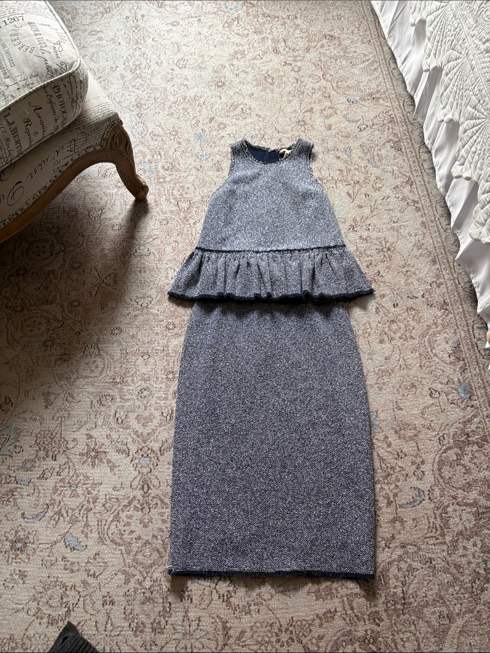 Rebecca Taylor Heather Gray Sleeveless Peplum Midi Dress